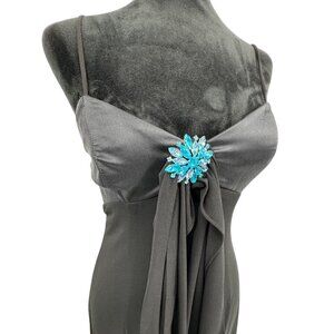 Cache Asymmetrical Babydoll Evening Slip Dress 4 Vintage Y2K 90s Flowy Prom Maxi